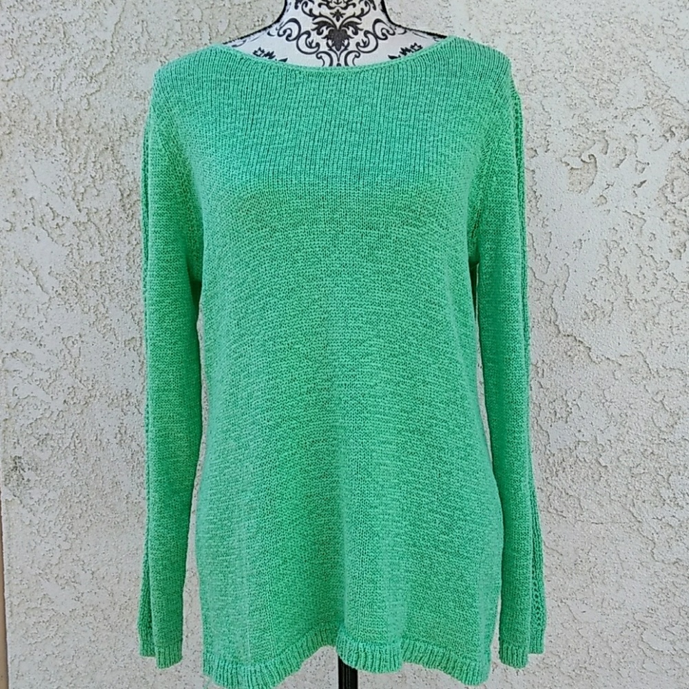 EUC Rachel Zoe Mint Green Crochet Knit Sweater XL